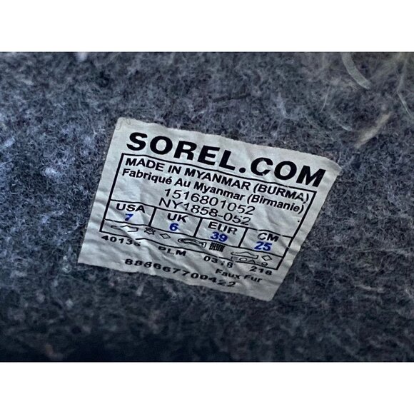 Sorel NY1858-052 Joan of Arctic Gray Fur Lined Winter Snow Boots Women's 7 - Picture 8 of 8